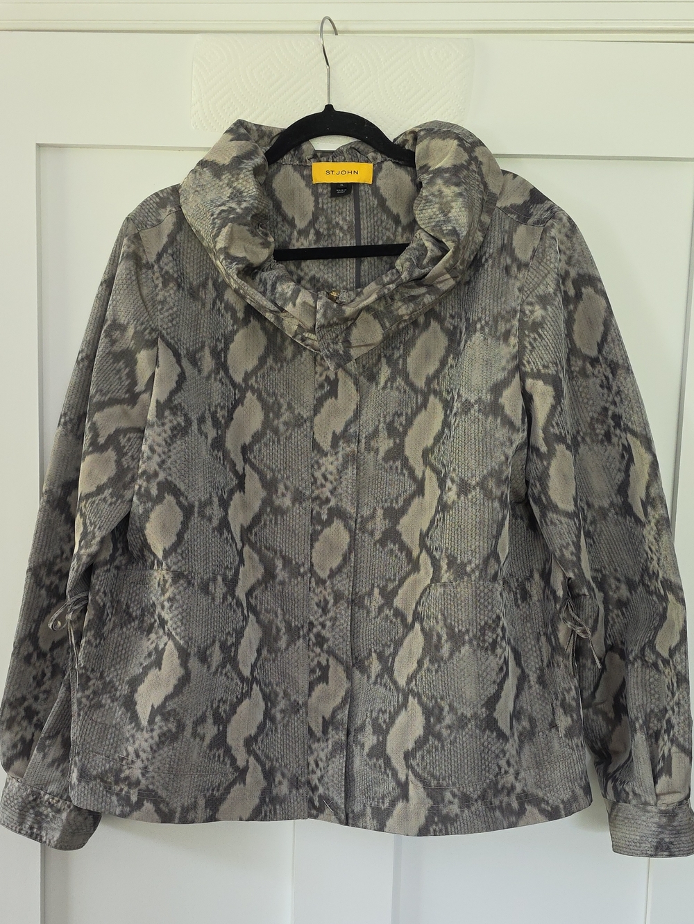 St. John Gray Snake-Print Utility Jacket XL